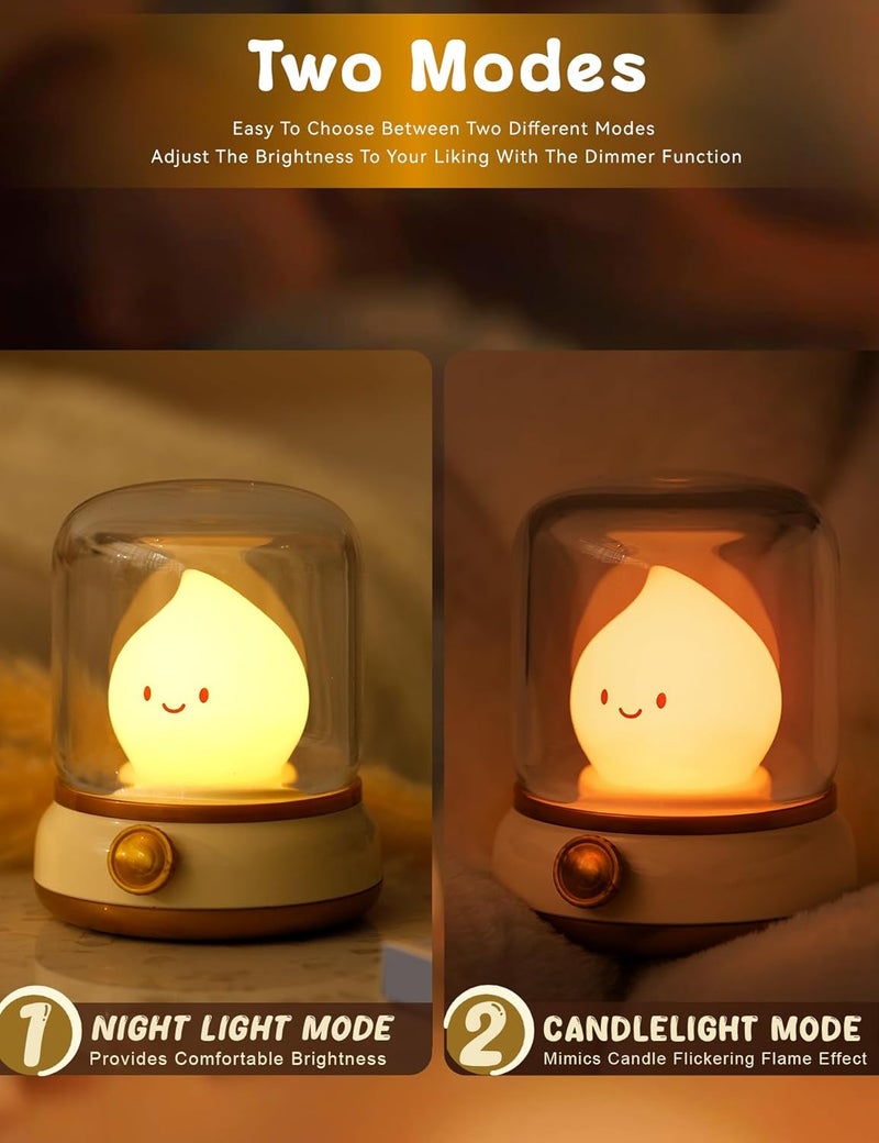 WANIDEA Store Flameless Candles Lamp, Led Candles,Cute Kerosene Lamp,Silicone Flame Amber Light,Adjustable Dimmable Rechargeable Night Light for Kids,Girls,Teenager Kids Bedroom Christmas - Image 2